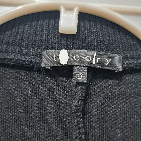 Theory Wool Blend Button-Up Coat Preppy Goth School Girl Size 0 Black - Picture 10 of 14